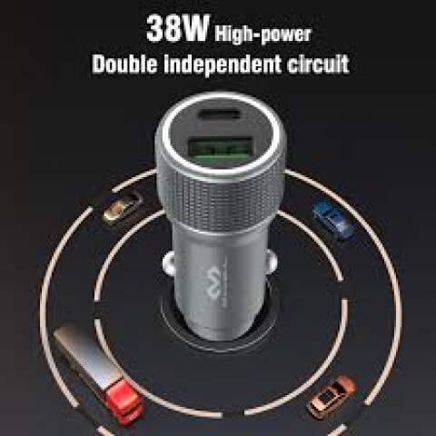 Cargador celular p/ auto FREECELL 12V- 24V 38W USB - USB C Cargador celular p/ auto FREECELL 12V- 24V 38W USB - USB C