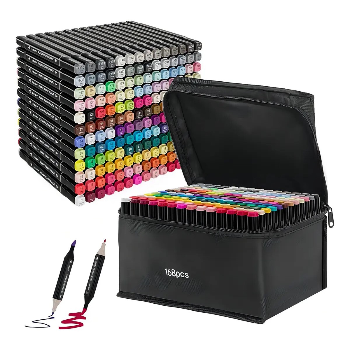 Set Marcadores Colores Doble Punta 168 Piezas 