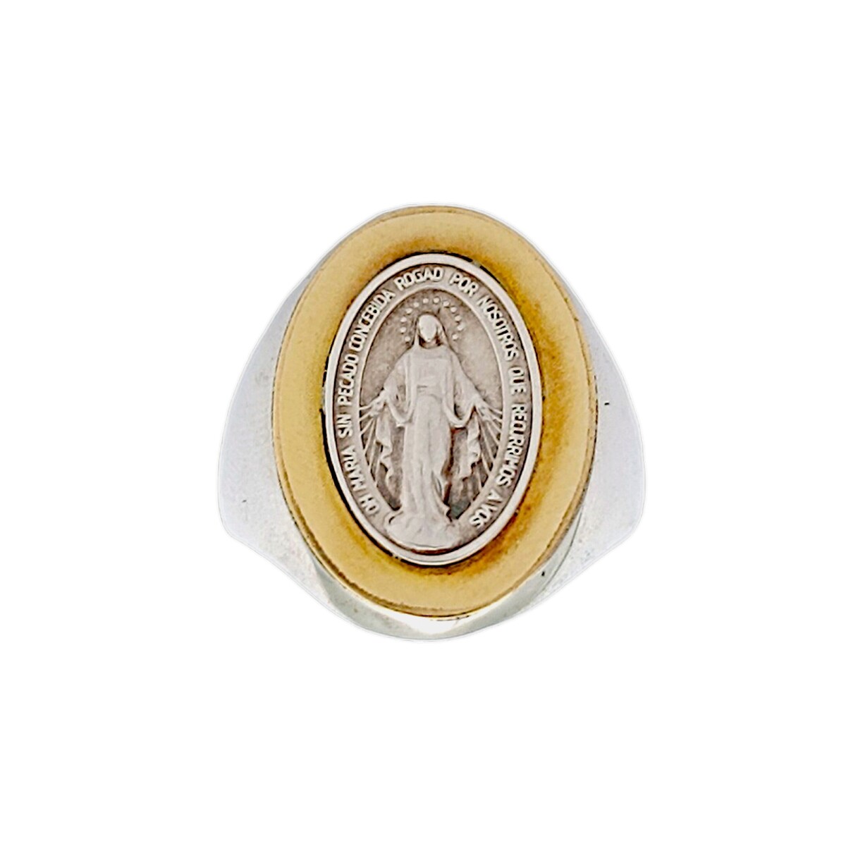 Anillo Virgen Milagrosa-Plata y Oro-Sin Piedra-AN5862 - sinpiedra 