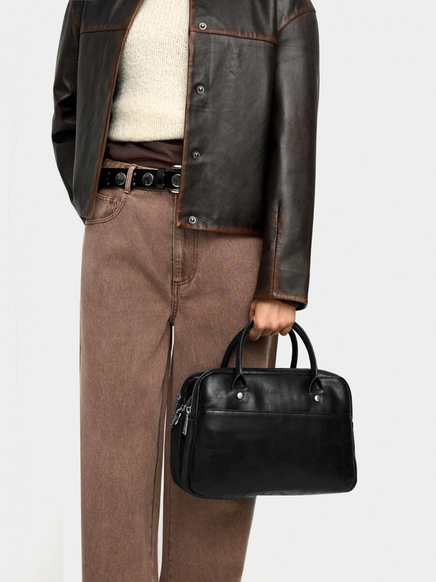 Bolso Bowling Efecto Craquelado negro