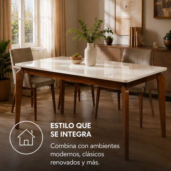 Mesa Comedor ComboHome Petra Premium 160x90 Cm Madera Vidrio Marrón 1