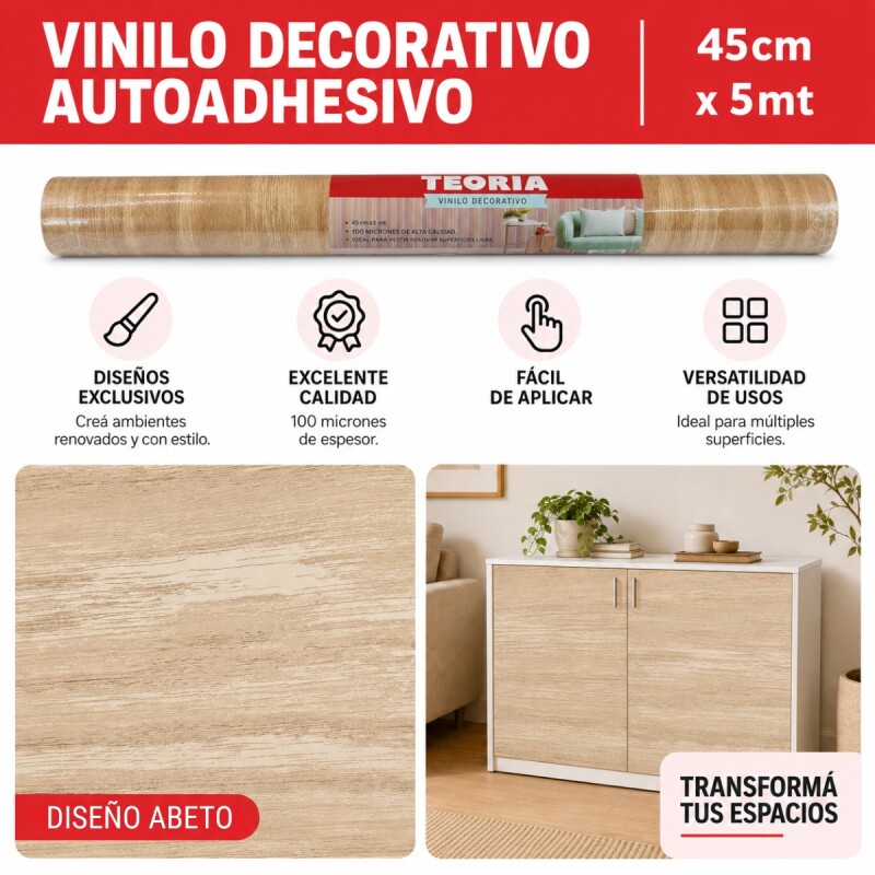 Vinilo decorativo 45 cm x 5 m ABETO