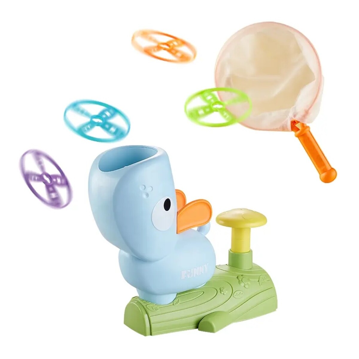 Juguete Deportivo Portátil Lanzador Discos Frisbee p/ Niños - Celeste 