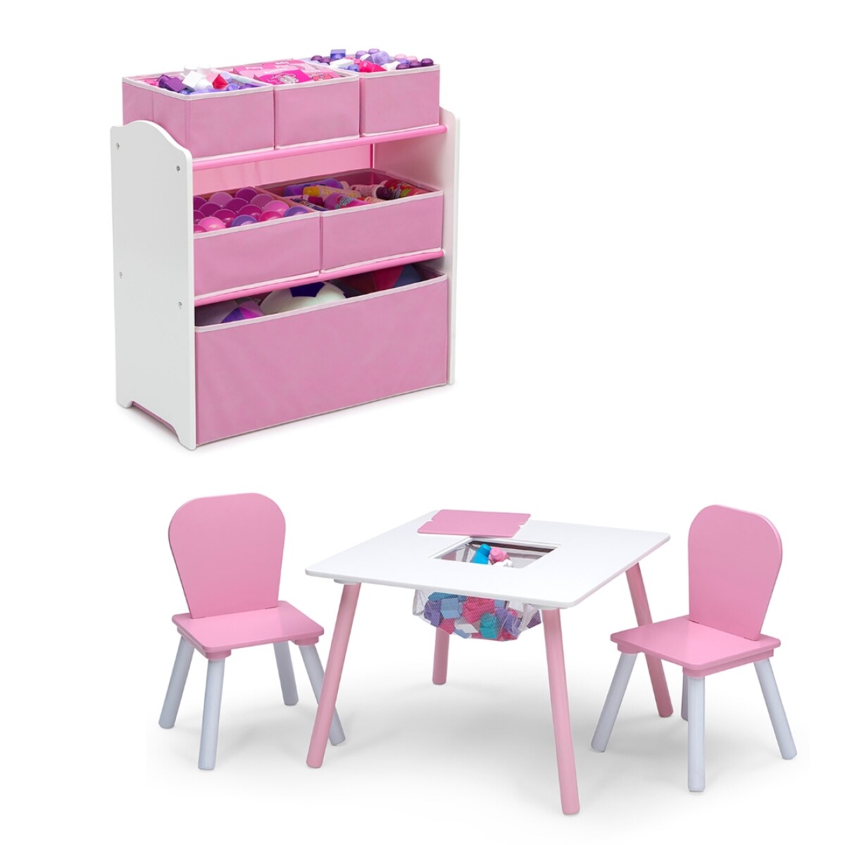 Set juego de mesa y organizador infantil 6 contenedores rosa - ROSADO 