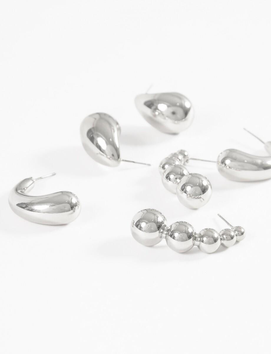 Set de aros gota bold - plateado 