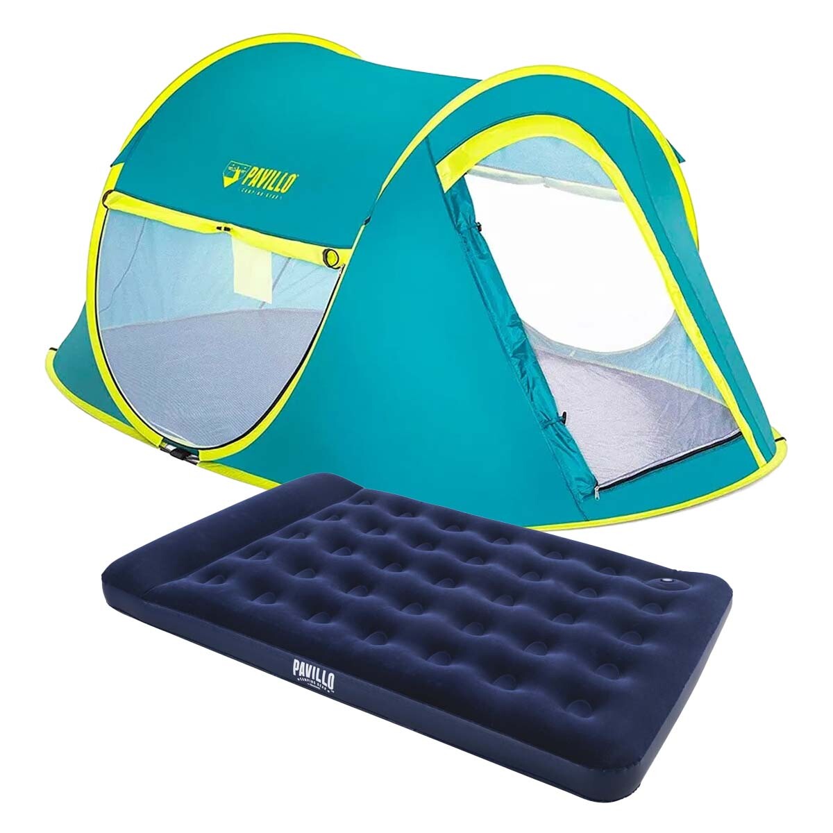 Set Camping Bestway 2P c/ Carpa Autoarmable Colchón Inflador - Multicolor 