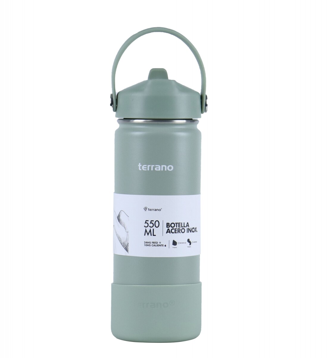 BOTELLA TERRANO 550ML PICO + BOTA - VERDE OLIVA 