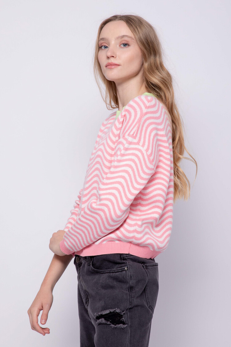 SWEATER WAVES Rosa Cuarzo