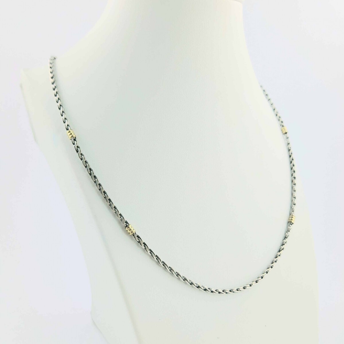 Gargantilla de plata 925 con detalles de double en oro 18Ktes. 50 cm. 