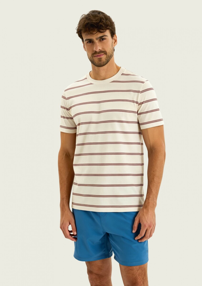 CAMISETA BÁSICA A RAYAS - BLANCO 