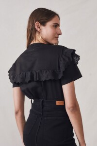Remera Algodón Combinada Negro