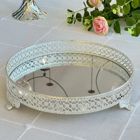 Bandeja Metálica Circular Decorativa Espejada x Alto 7cm Bandeja Metálica Circular Decorativa Espejada x Alto 7cm