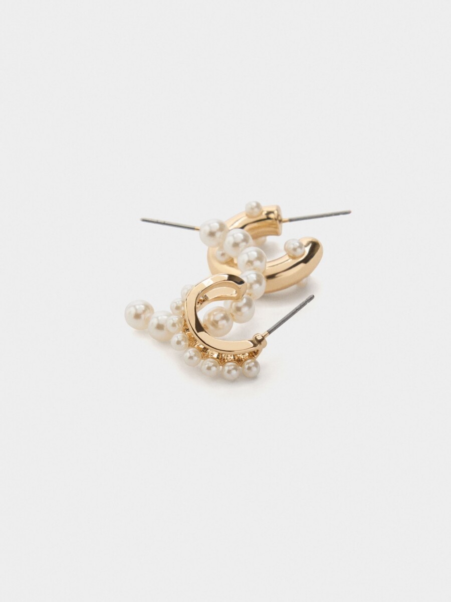 Set De Aros Abiertos Con Perlas blanco