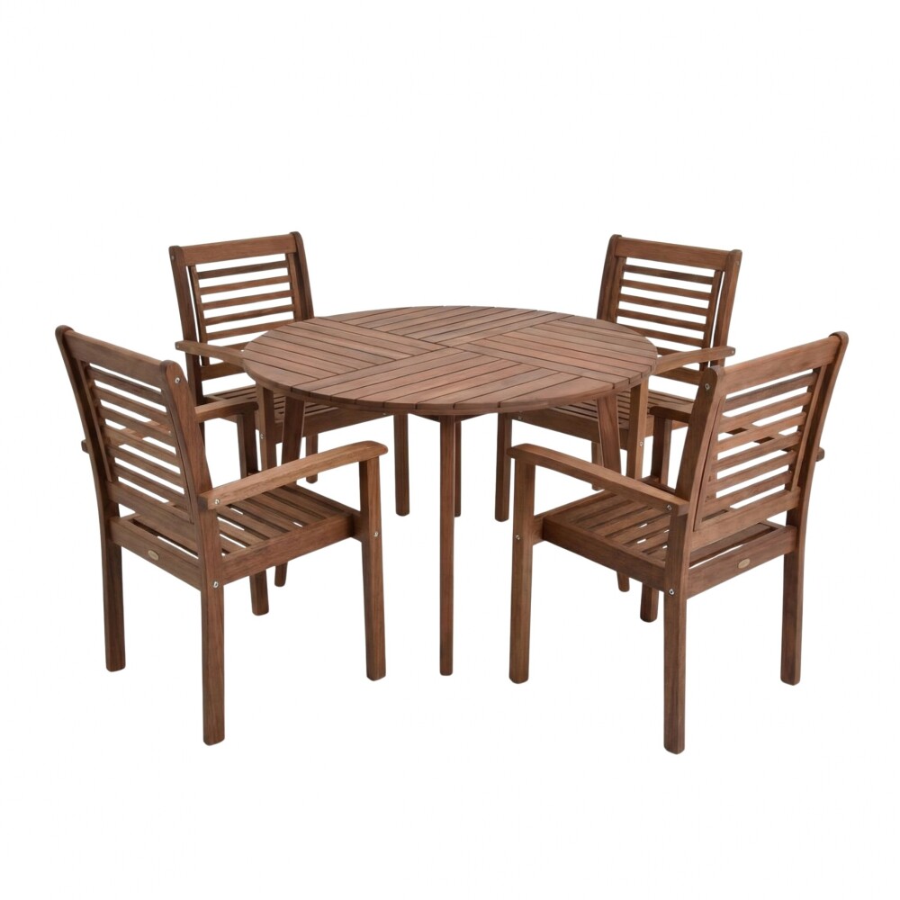 Set de Comedor para Exterior con 4 Sillas Apilables Set de Comedor para Exterior con 4 Sillas Apilables