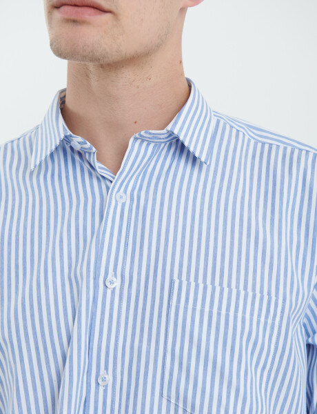 012626 CAMISA HARRINGTON LABEL Blanco/celeste