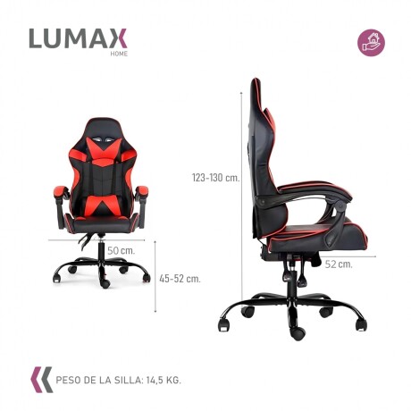 Silla Gamer Lumax Modelo ROM Negro/Rojo