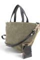 Cartera balde chica en cuero y gamuza Verde