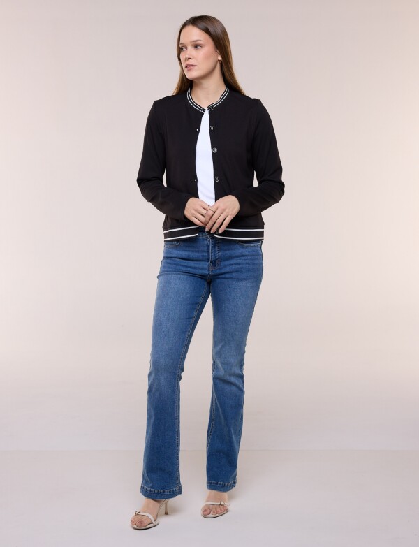 Cárdigan Varsity Abotonada NEGRO