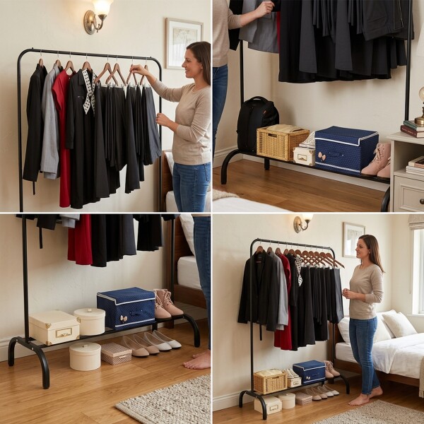 Perchero Para Ropa Percha Metal Organizador Estante Placard Imback Color Negro Perchero Para Ropa Percha Metal Organizador Estante Placard Imback Color Negro