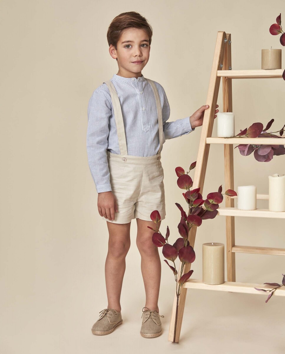 Pantalon Corto Con Tirantes - Piedra 