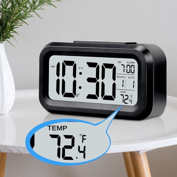 Reloj Despertador Digital Fecha Temperatura Alarma Luz Led Color Variante Negro