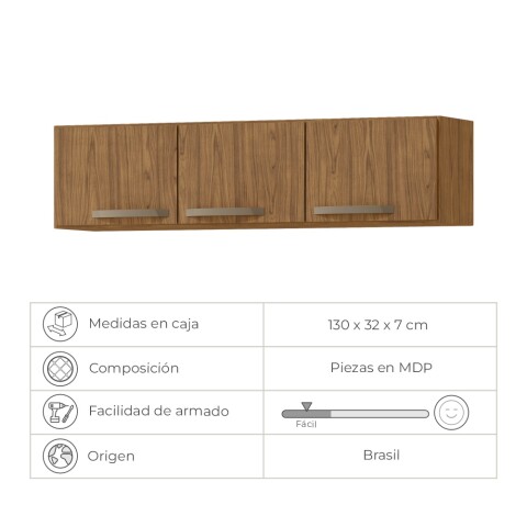 Aéreo Alacena Modular Tres Puertas Asas Polipropileno MX - MDP Freijo