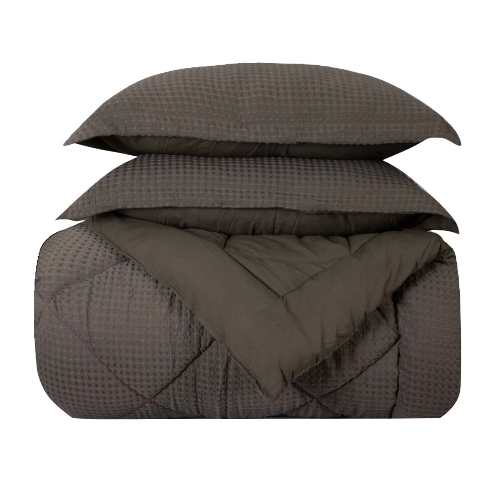 SET DE ACOLCHADO QUEEN POLIESTER VERDE GOFRE VERDE MUSGO