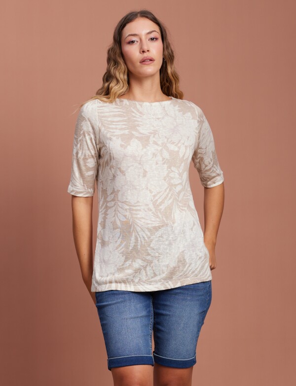 Remera 3/4 Printed BEIGE/MULTI