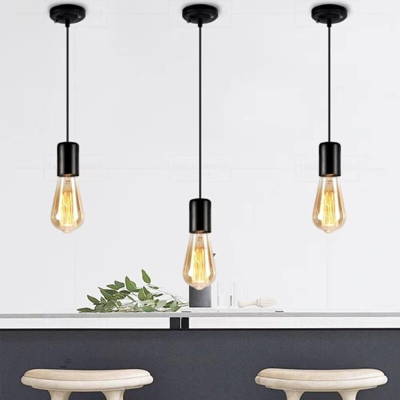 Portalamparas Colgante Liso Decorativo Pase E27 Techo Negro