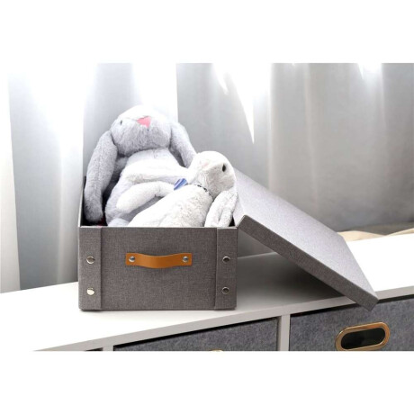 Caja Organizador C/Asa 26.5X31.5X14.5Cm Ext Tela Gris