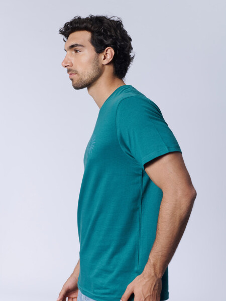 Remera Estampa Sol Verde Petróleo