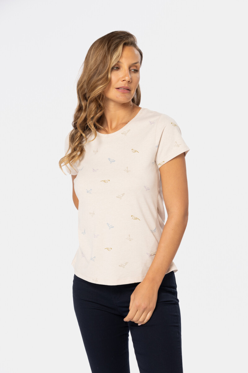 REMERA ESTAMPADA - Beige 