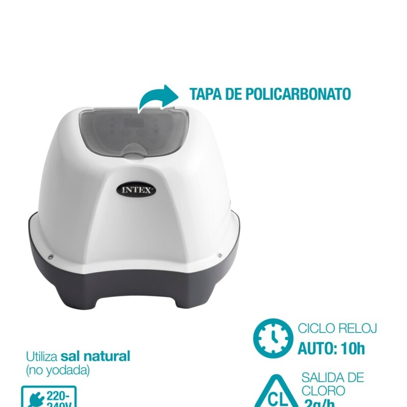 INTEX SISTEMA CLORACION SALINA 2GR/H QS200 HASTA 8327 LTS Intex Sistema Cloracion Salina 2gr/h Qs200 Hasta 8327 Lts