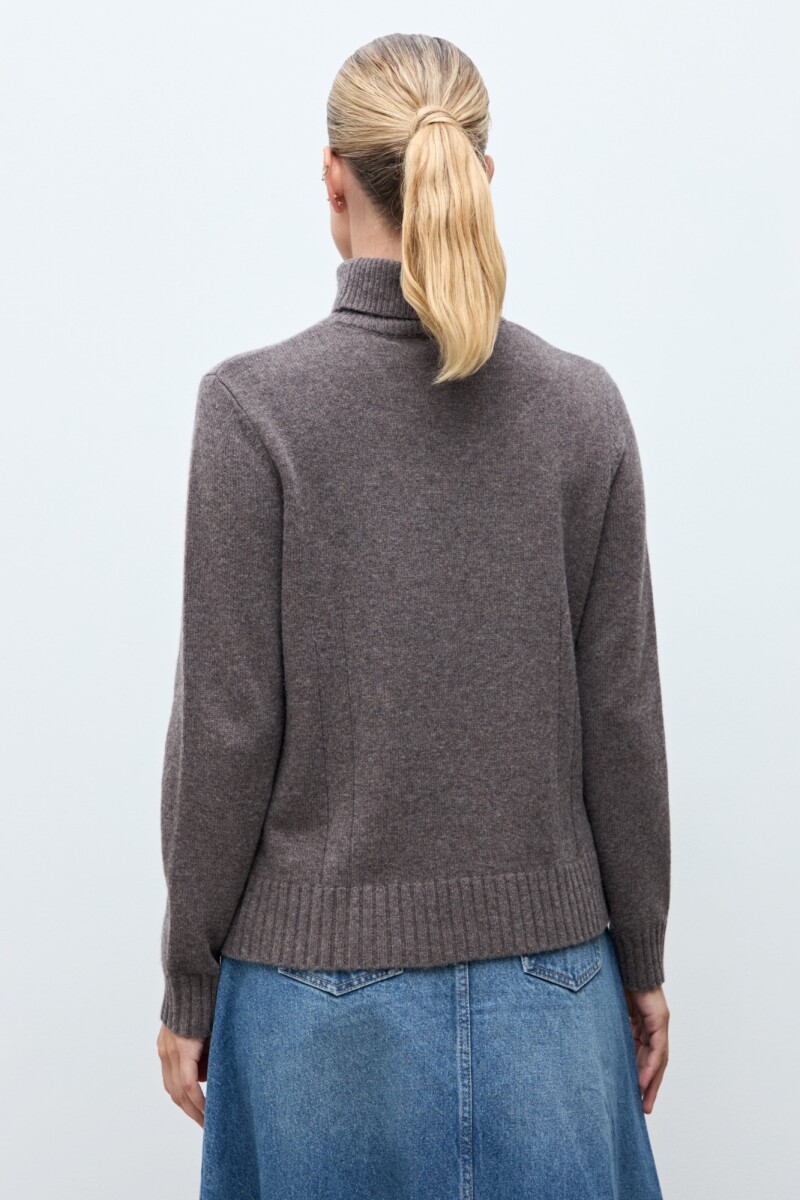 Polera Monaco de cashmere chocolate melange