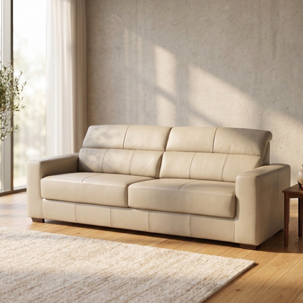 Sillón 100% Cuero - 3 Cuerpos - Sublime - Arena 