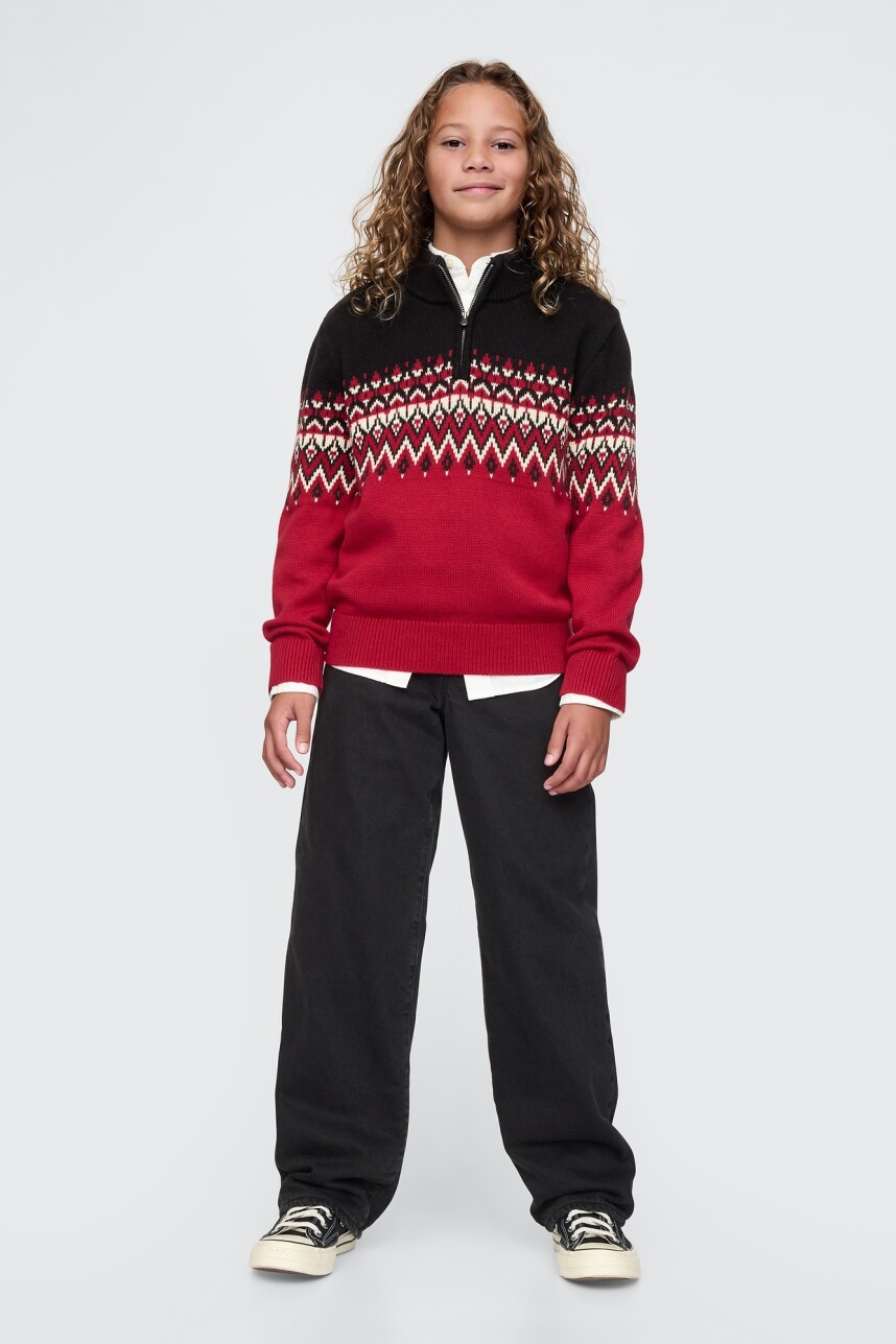 Buzo Medio Cierre Fair Isle Niño Red Delicious