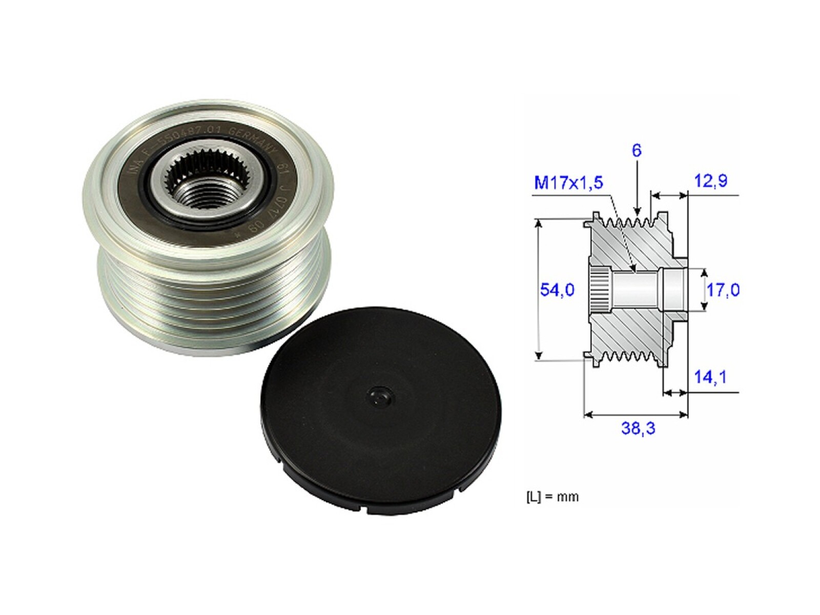 Polea Alternador Marcha Libre Alt Chev Corsa Citroen C4 Cactus/C-Elysee/Berlingo/C3 Aircross/C3 Opel Corsa/Combo/Grandland Pe 