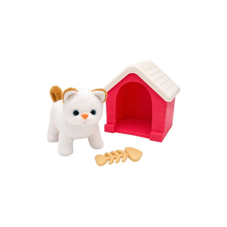 Gatito de peluche con casita y accesorios Marron