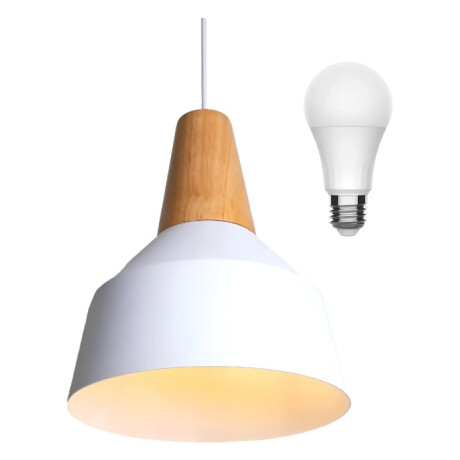 Lampara Colgante De Techo Color Y Madera Diseño Nordico Blanco