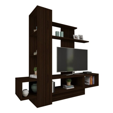Rack Para Tv Estantes Modular Living Mueble - La Tentación Color Marrón Oscuro Rack Para Tv Estantes Modular Living Mueble - La Tentación Color Marrón Oscuro