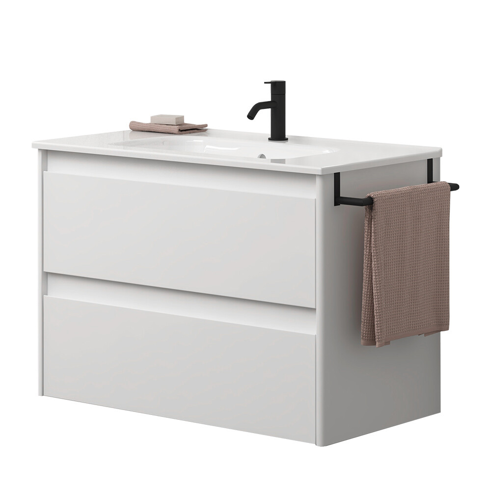 MUEBLE DE BAÑO ALFA 80 CM BLANCO CON MESADA Mueble De Baño Alfa 80 Cm Blanco Con Mesada