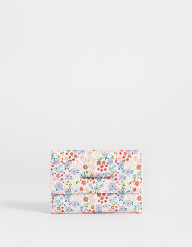 Billetera Color Block Billetera Con Solapa - Estampado Flores