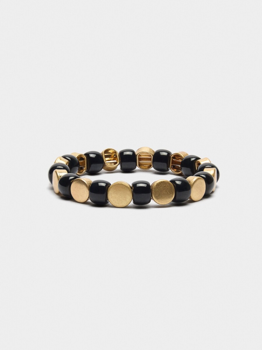 Pulsera Elástica De Abalorios - negro 