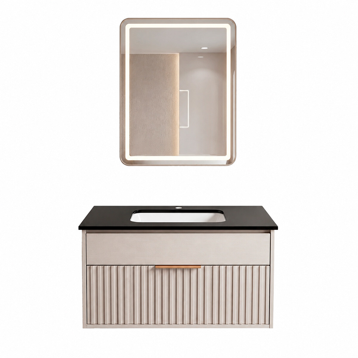 Conjunto De Baño Habitare Modelo Sy2018-80 / Mueble + Bacha + Espejo C/ Luz Led - 80 Cm 