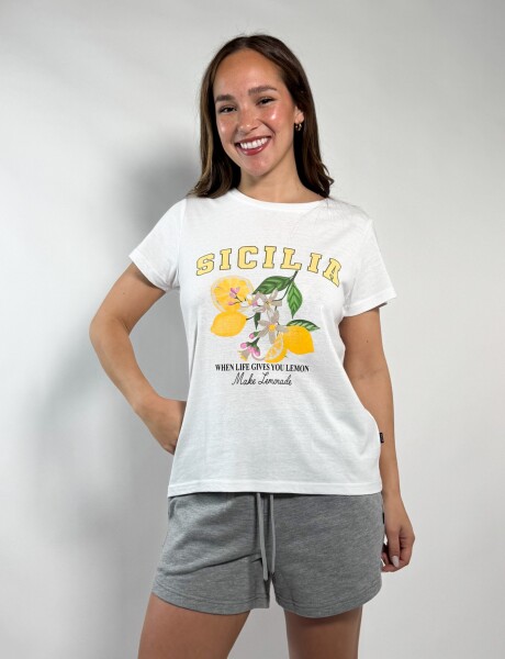 Remera estampada Cande Blanco