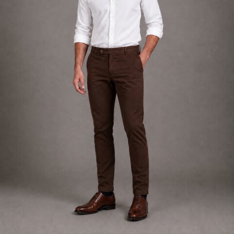 Pantalón de gabardina Chocolate