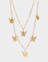 Collares Cortos Mariposas Collar Doble Con Mariposas - Dorado