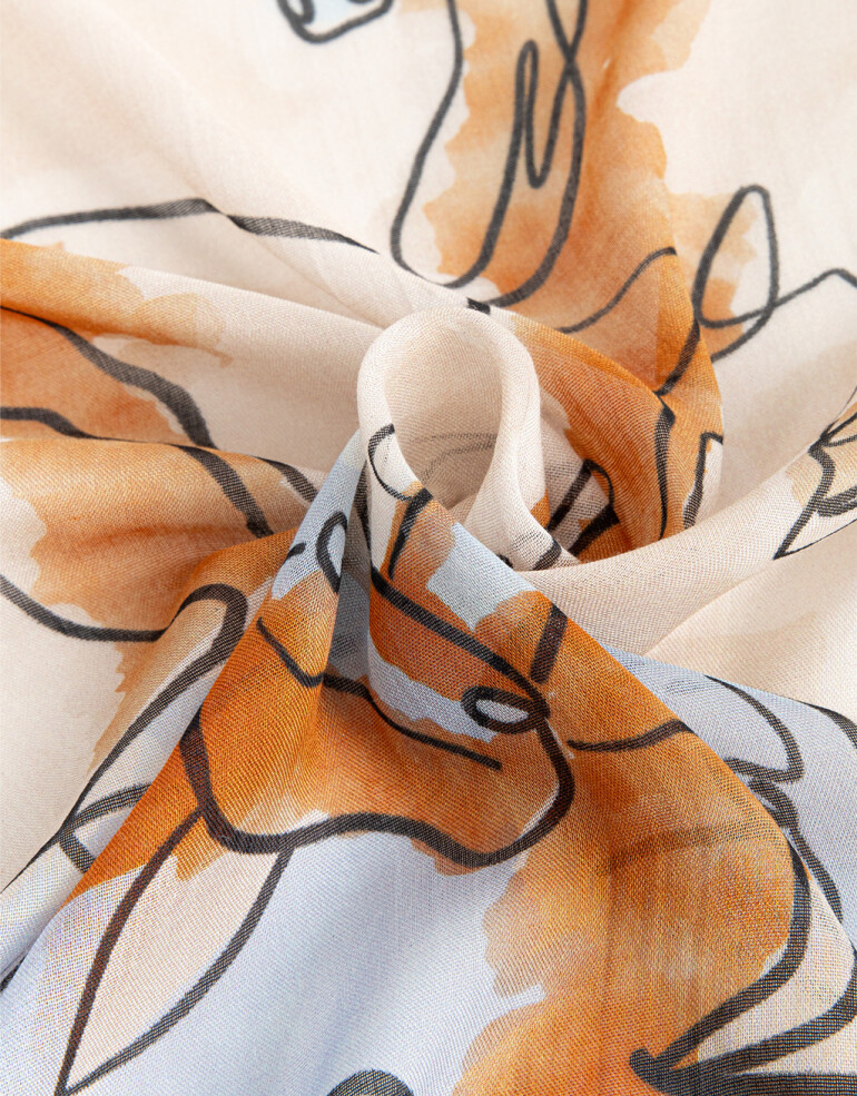 Pañuelos Raso Estampados Varios Pañuelo Con Estampado De Caballos En Acuarela - Combinacion Multicolor