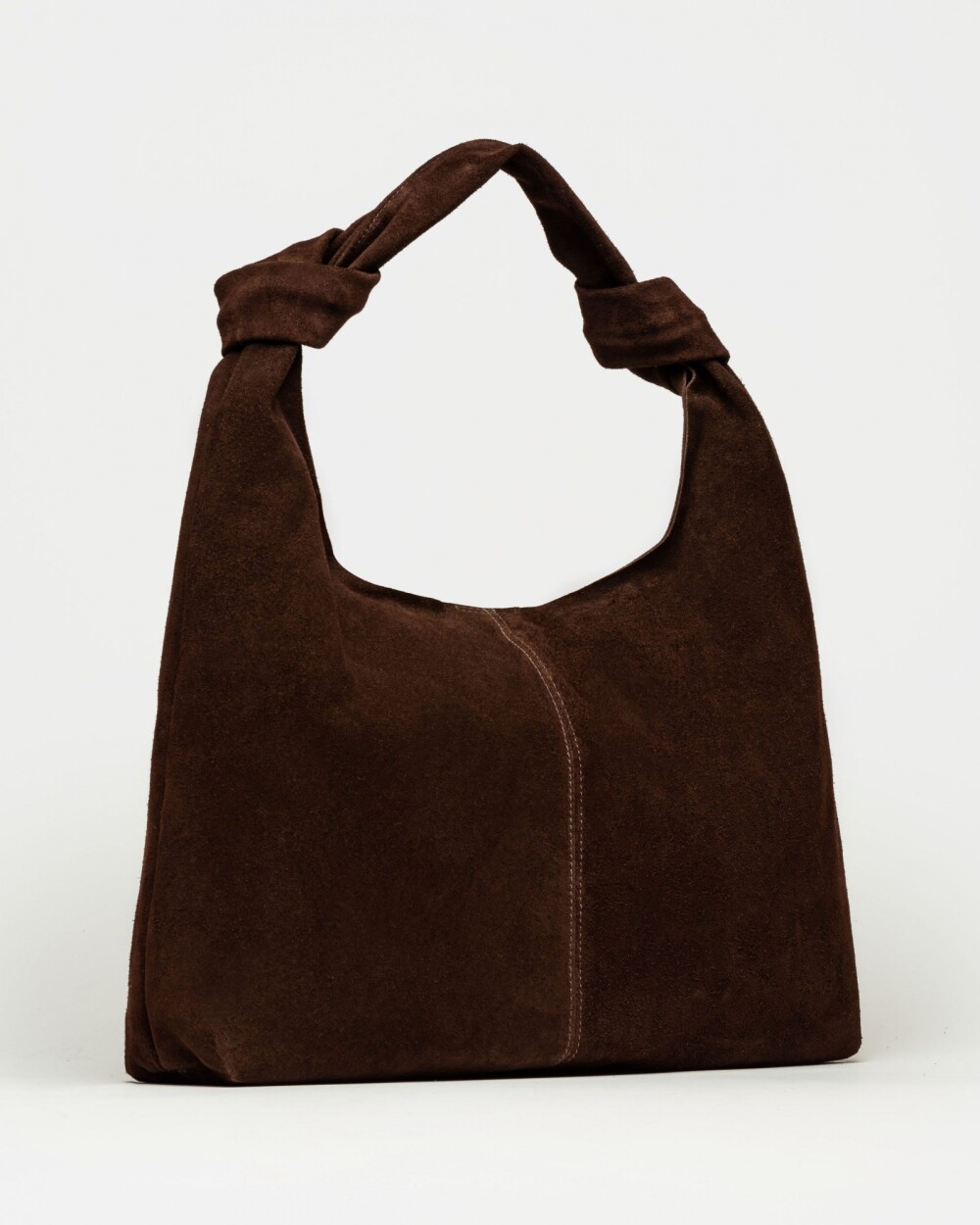 Cartera al hombro Juana en Cuero Gamuza Chocolate