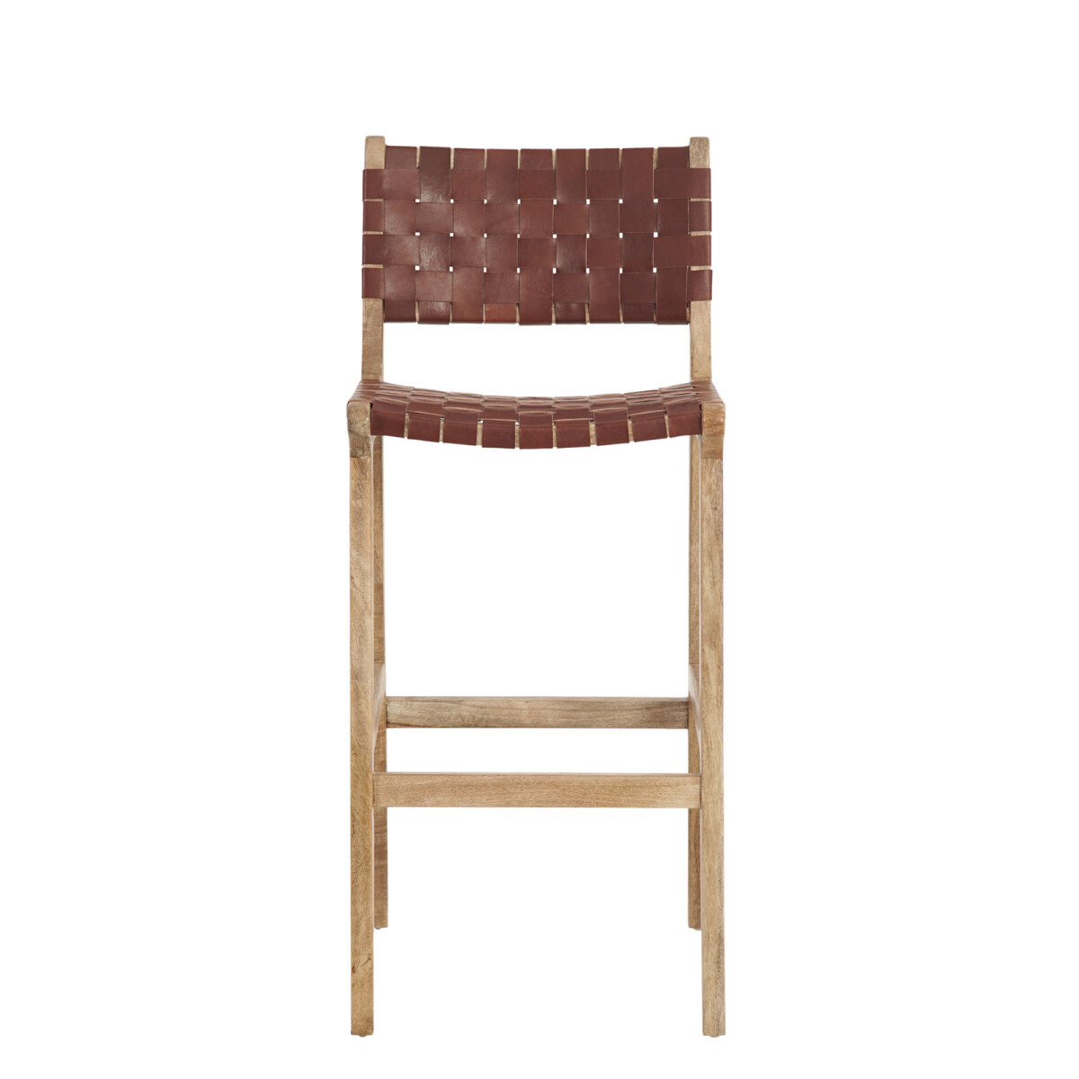 BUTACA BAR - CUERO-Y-MADERA MARRON TRAMA 
